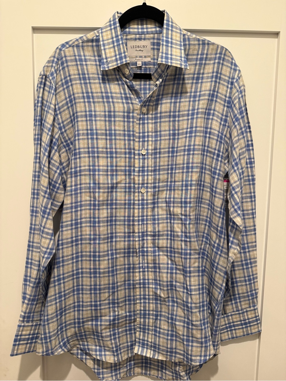 Ledbury Light Blue Plaid Casual Button-Down Shirt